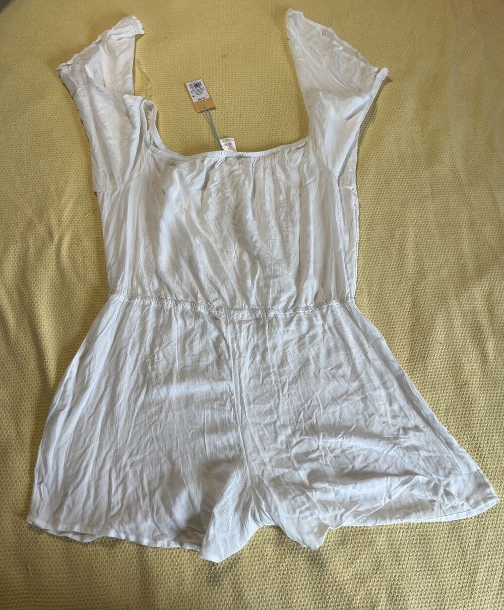 NWT Kona Sol Women's Off the Shoulder Swim Cover Up Romper White Size XL - Picture 3 of 8